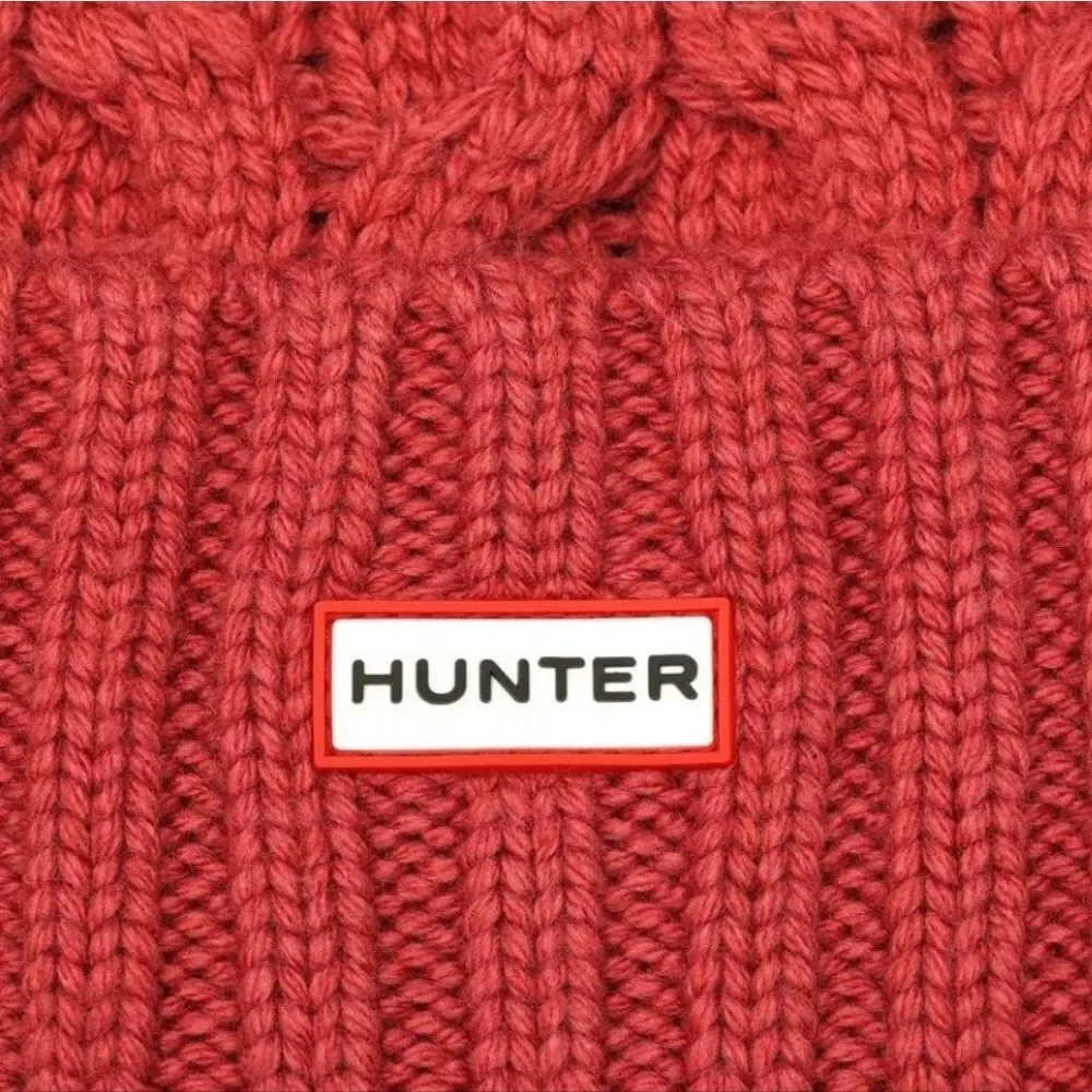 Hunter Unisex Cable Knit Beanie Hat w/Pom‎
